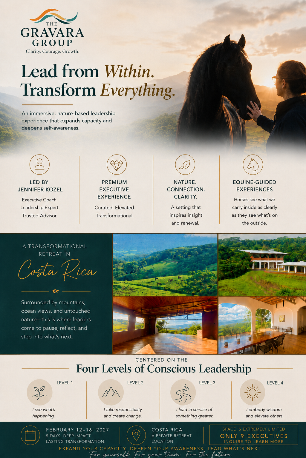 Person with horse at Costa Rica retreat brochure